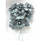 Satin Flowers with Pearls on Stem Silver